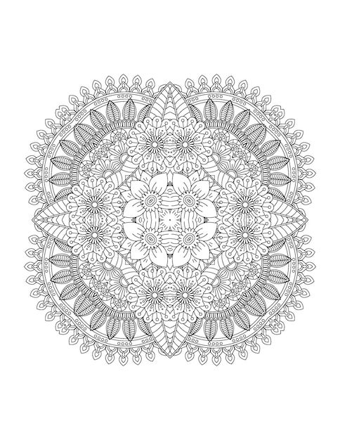 Illustration De Fleurs Dessinées à La Main Page De Coloriage Mandala Pour Adulte Et Intérieur Kdp Mandala