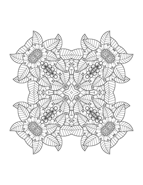 Illustration De Fleurs Dessinées à La Main Page De Coloriage Mandala Pour Adulte Et Intérieur Kdp Mandala