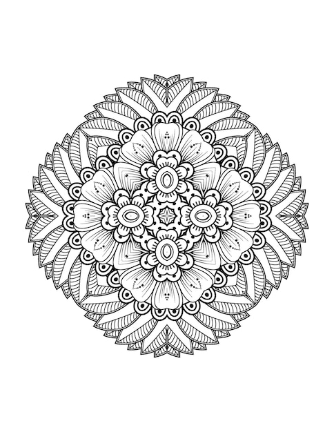 Illustration De Fleurs Dessinées à La Main Page De Coloriage Mandala Pour Adulte Et Intérieur Kdp Mandala