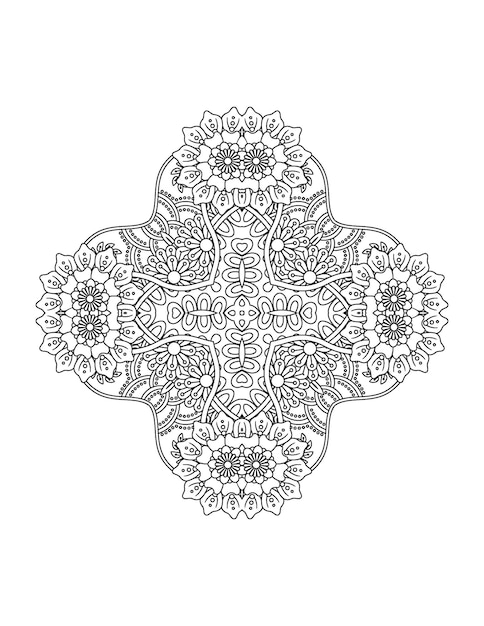 Illustration De Fleurs Dessinées à La Main Page De Coloriage Mandala Pour Adulte Et Intérieur Kdp Mandala