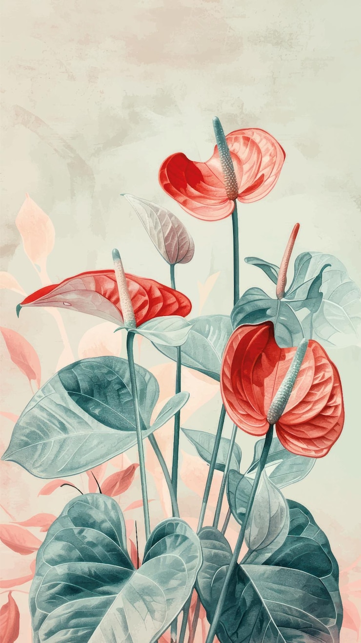 Vecteur une illustration florale d'anthurium vibrante