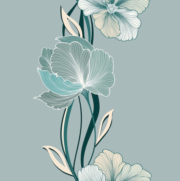 Vecteur illustration florale impression de texture numérique décor textile et romantique