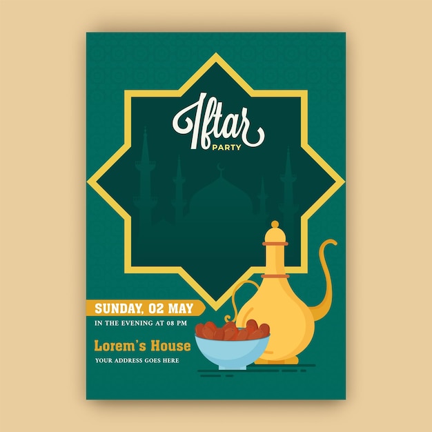 Vecteur illustration de flyer ou carte d'invitation iftar party