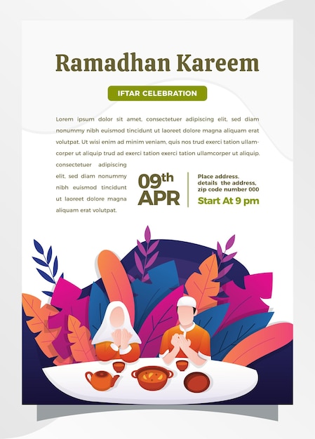 Vecteur illustration de flyer fête iftar