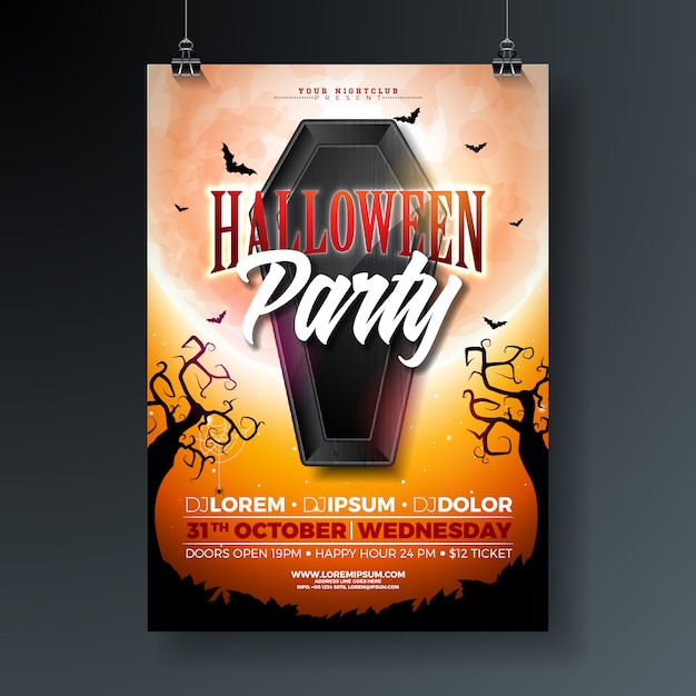 Vecteur illustration de flyer halloween party