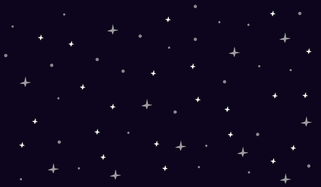 Illustration de fond de ciel nocturne sombre avec des étoiles scintillantes parfaites pour la décoration ou l'emballage de papier peint