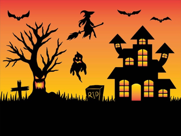 Illustration de fond Halloween silhouette