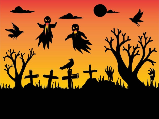 Illustration de fond Halloween silhouette