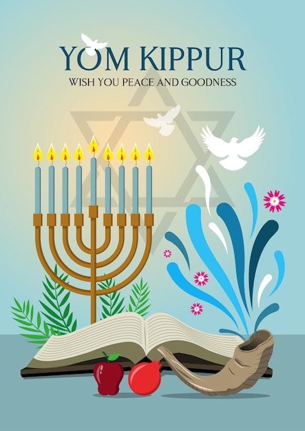 Une Illustration De Fond Happy Yom Kippour Avec Shofar. Yom Kippour Signifie Jour Des Expiations