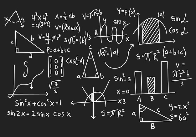 Illustration de fond de tableau mathématique réaliste de vecteur