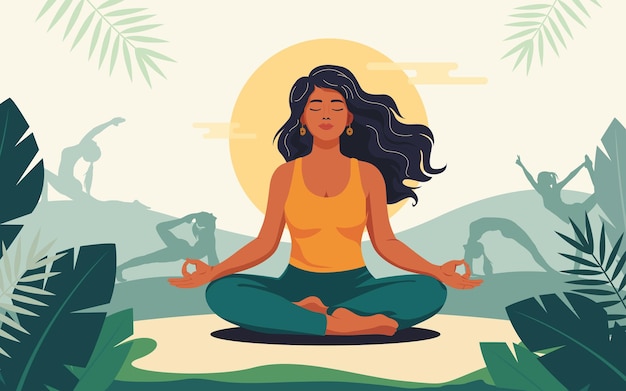 Illustration de fond vectorielle de la célébration de la journée internationale du yoga