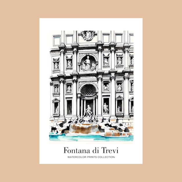 Vecteur l'illustration de la fontaine de trevi