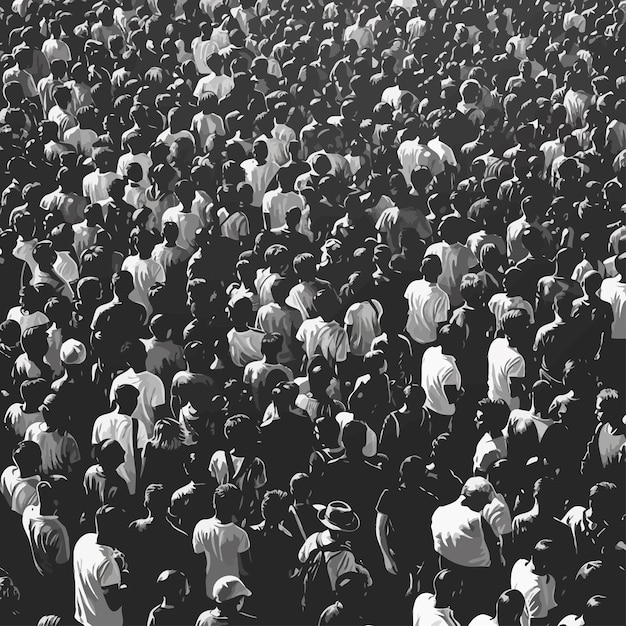 Vecteur illustration de la foule dans le balck et le blanc