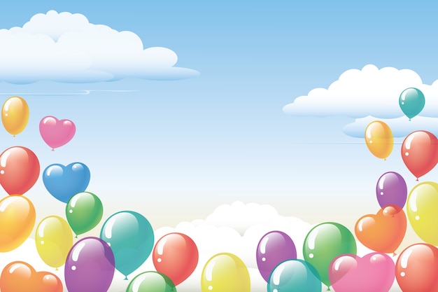 Illustration de Free Flying Balloons on Blue Sky