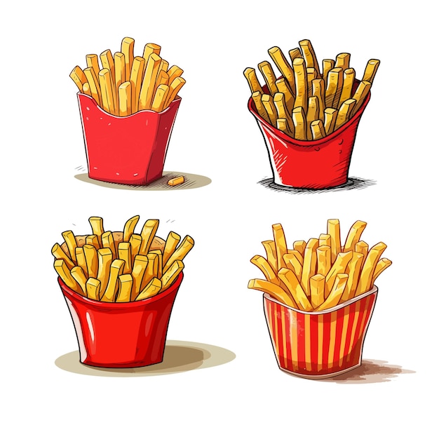 Vecteur illustration de frites de dessin animé dessinés à la main