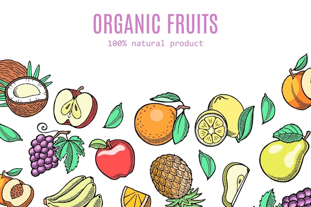 Illustration De Fruits Bio Bio.