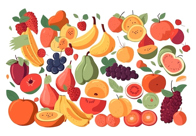 Illustration de fruits sur fond transparent blanc