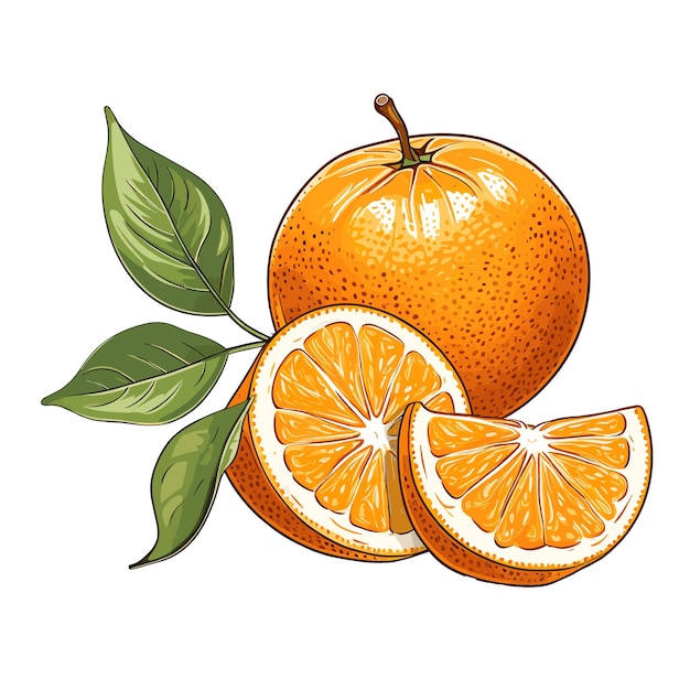 Illustration De Fruits Orange Couleur Plat Dessinés à La Main