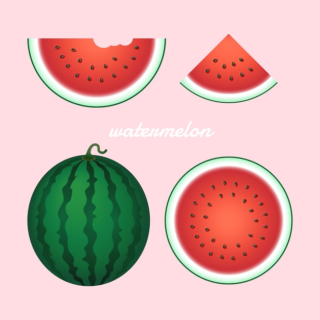 Illustration De Fruits De Pastèque Qui Pastèque Mûre Et Tranches