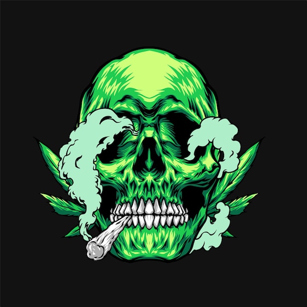 Illustration de fumer de la marijuana crâne