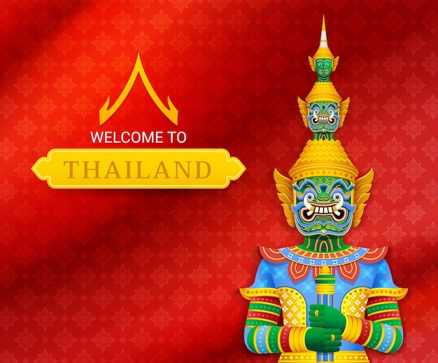 Illustration géante de gardien de temple thaïlandais