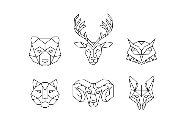 Illustration géométrique de têtes d'animaux