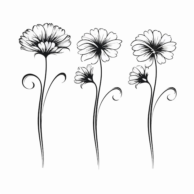 Illustration de gerbera accrocheuse avec un dessin au trait complexe