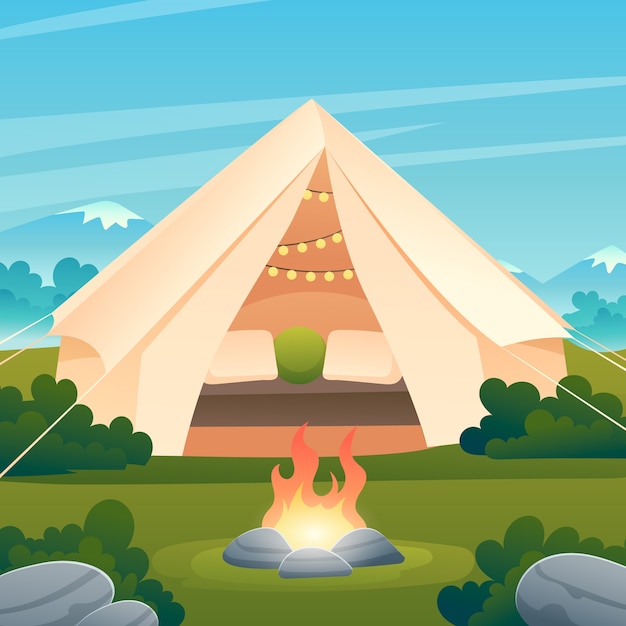 Vecteur illustration de glamping dégradé