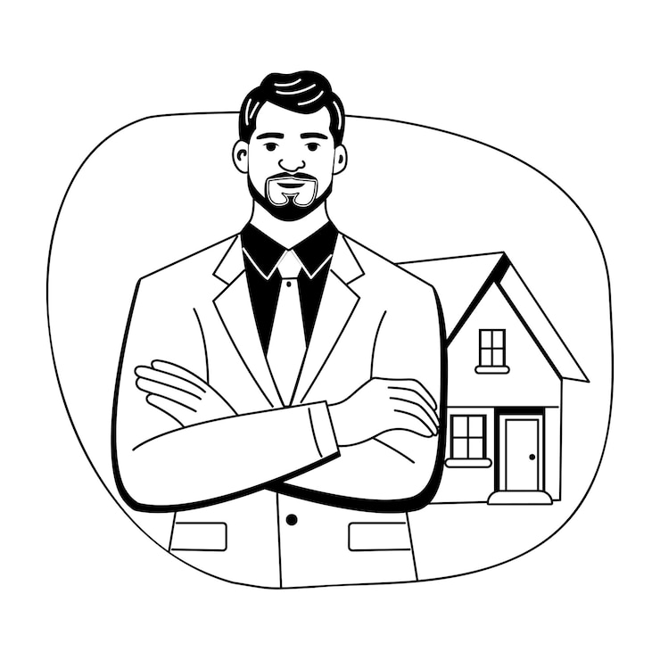 Vecteur une illustration glyphique d'un concessionnaire immobilier