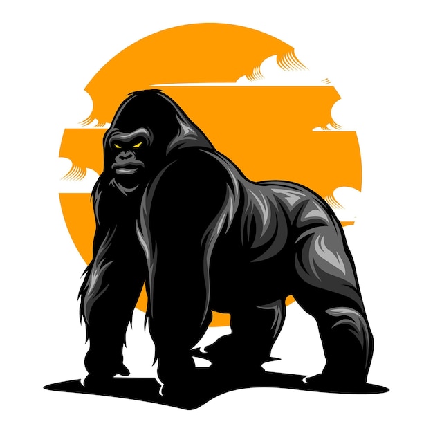 Vecteur illustration de gorille avec une couleur unie