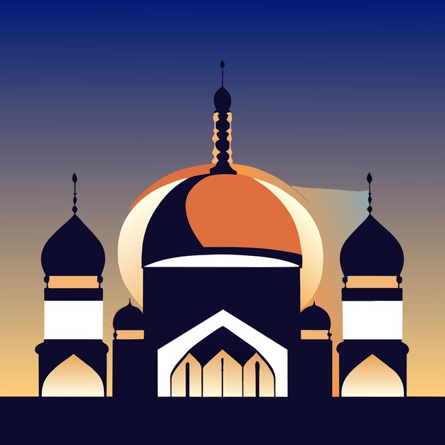 Vecteur illustration gracieuse du symbole islamique de la silhouette de la mosquée vectorielle