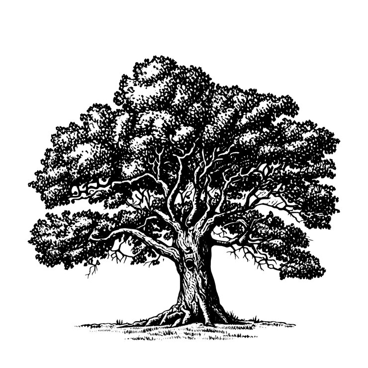 Vecteur illustration de grand arbre dessiné à la main