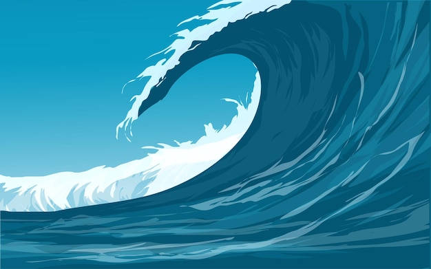 Vecteur illustration de la grande vague de l'océan