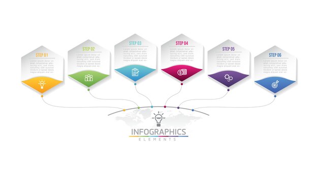 Illustration Graphique De Présentation Des Informations Commerciales Modèle De Conception Infographique Avec 6 étapes