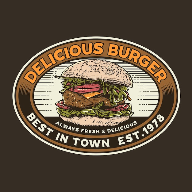 Illustration Graphique De Publicité Vintage Burger