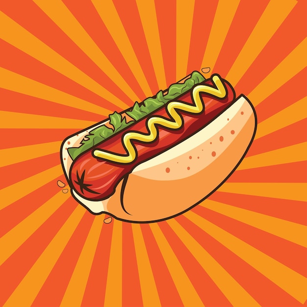 Illustration graphique vectorielle du style vintage de l'affiche de hot-dog