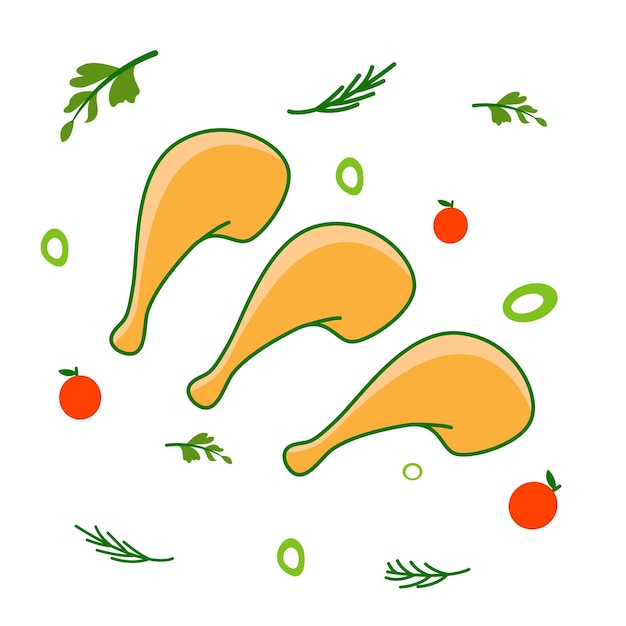 Vecteur illustration graphique vectorielle de poulet grillé et de légumes frais