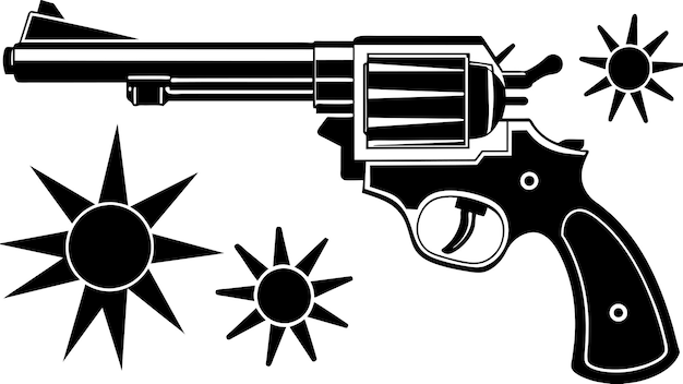 Illustration graphique vectorielle de revolver Format de fichier source EPS conception d'icône de mise à l'échelle sans perte