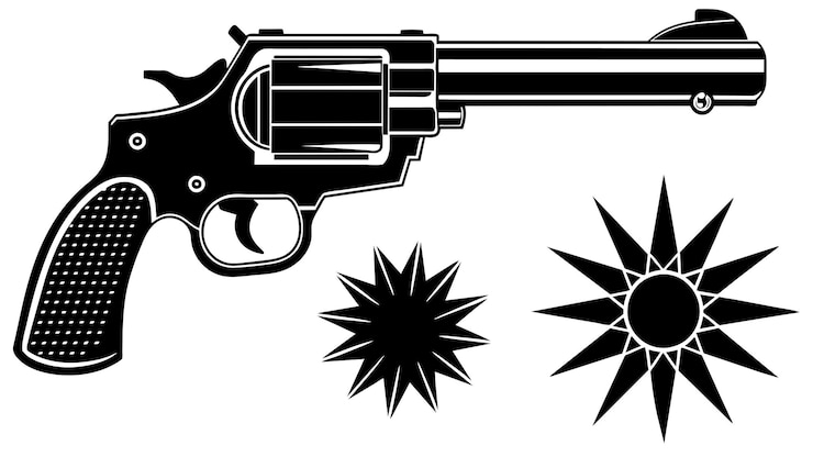 Vecteur illustration graphique vectorielle de revolver format de fichier source eps conception d'icône de mise à l'échelle sans perte