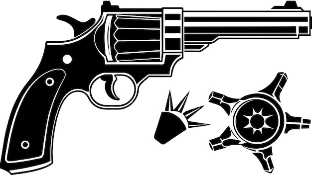 Illustration graphique vectorielle de revolver Format de fichier source EPS conception d'icône de mise à l'échelle sans perte