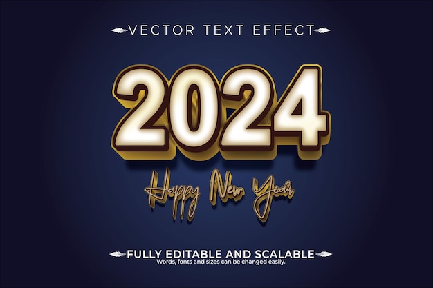 Illustration gratuite de célébration du nouvel an 2024 avec des lettres 3D remarquables