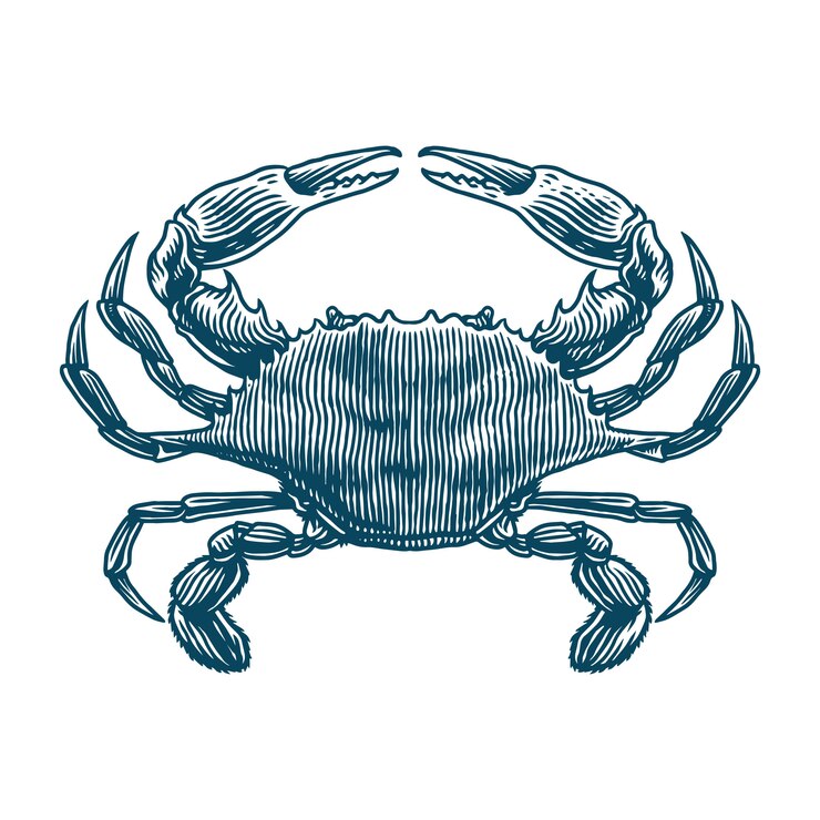 Illustration de gravure de crabe bleu