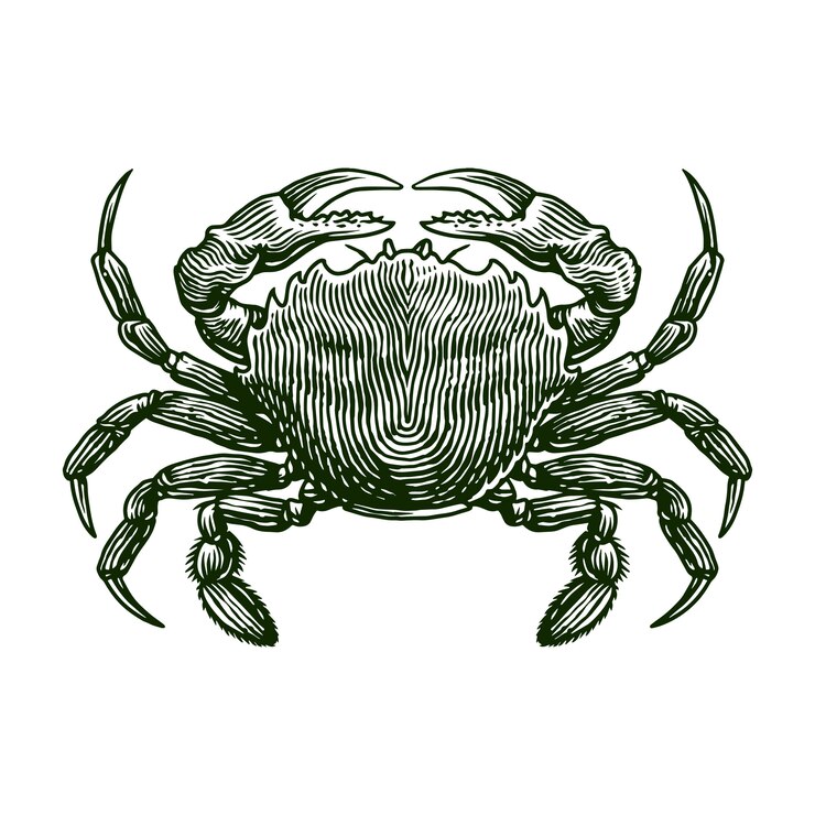 Illustration de gravure de crabe frais
