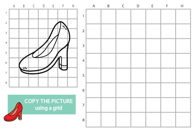 illustration de grille copie photo jeu de puzzle éducatif avec des chaussures de doodle
