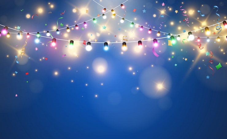 Vecteur illustration d'une guirlande lumineuse sur fond transparent.