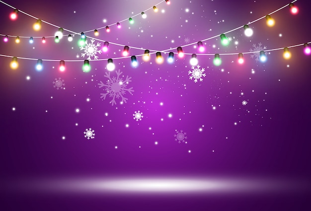illustration d'une guirlande lumineuse sur fond transparent.
