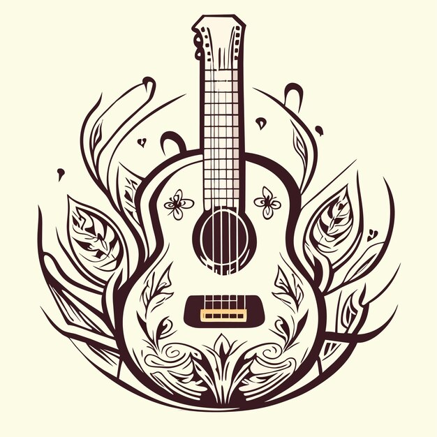 Illustration De Guitare Dessinée à La Main