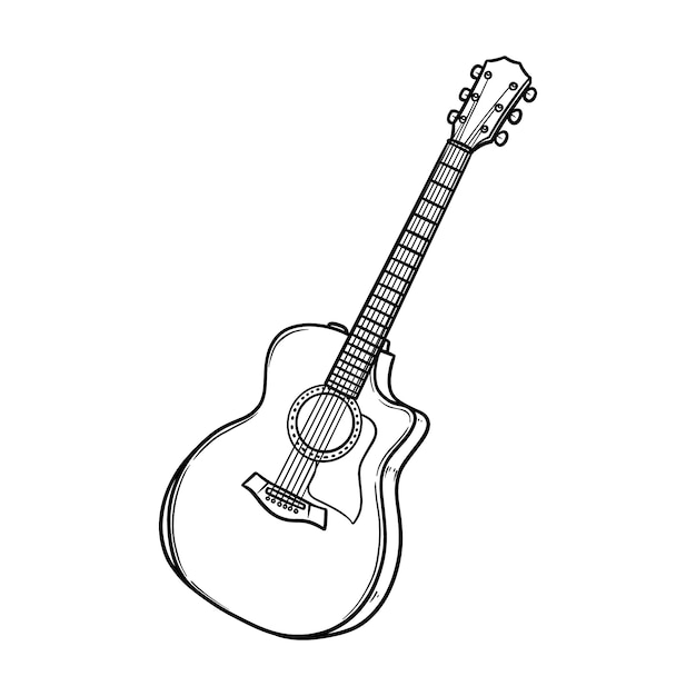 Vecteur illustration de guitare dessinée à la main