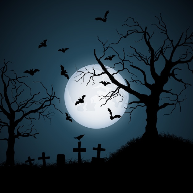 Illustration de Halloween du cimetière de nuit