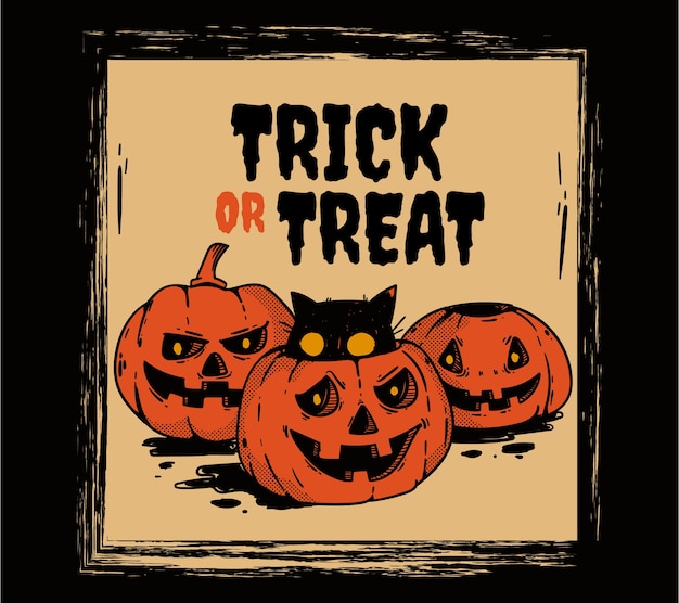 Illustration d'halloween vintage dessinée à la main